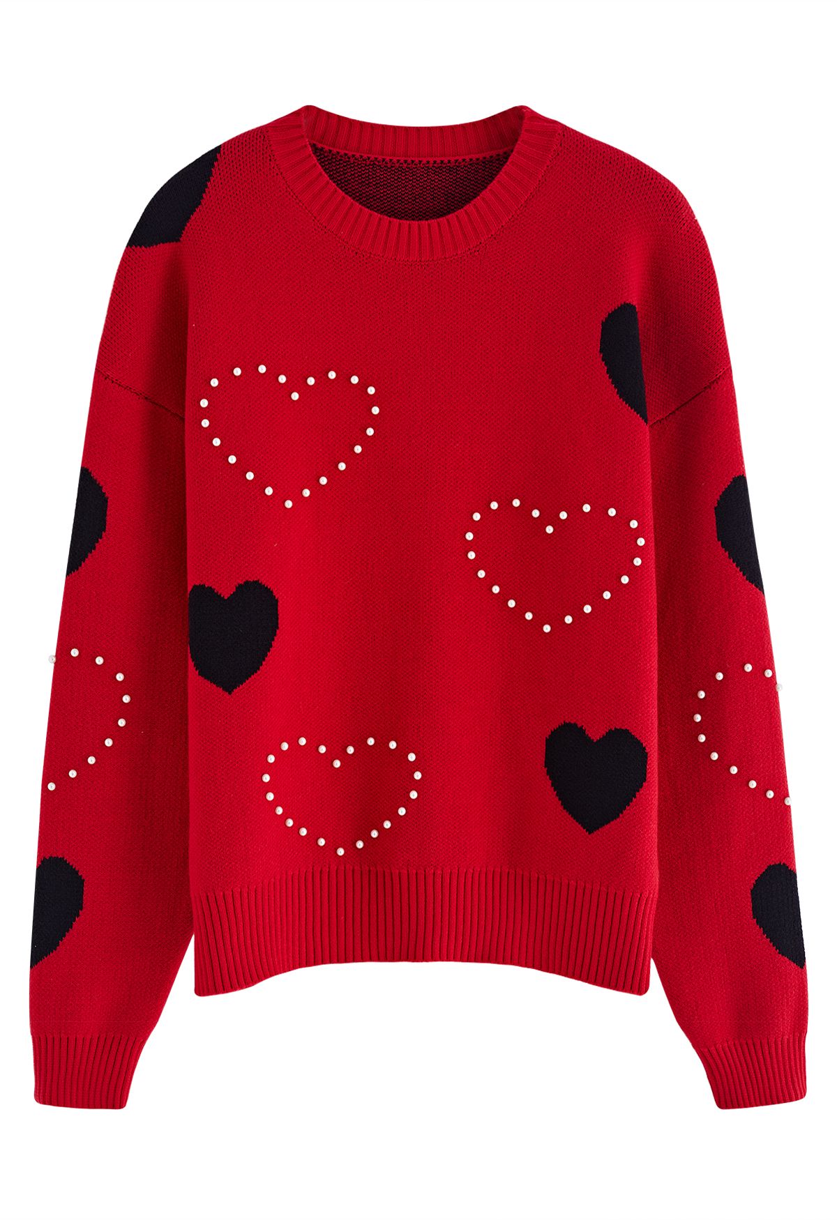 Chic wish Red heart sweater look